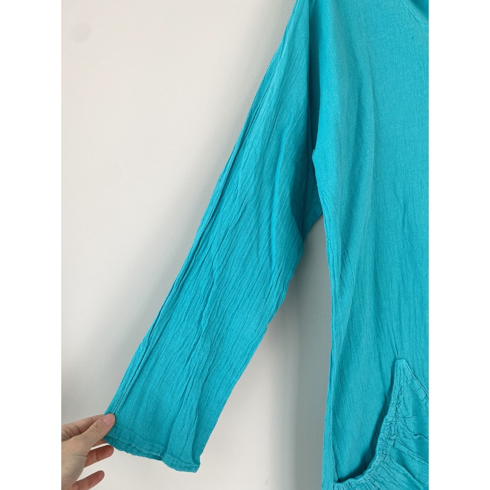 Oh My Gauze Womens Button Front Hoodie S/M Blue‎ Coastal Tunic Lightweight - Picture 3 of 10